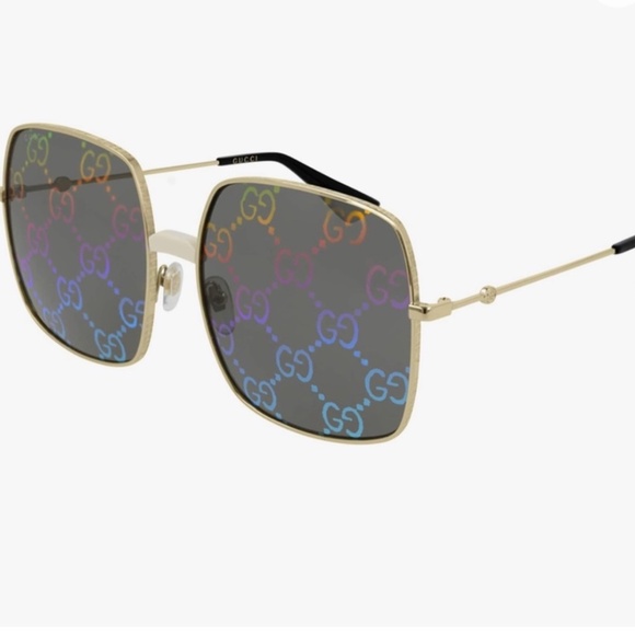 GUCCI EUC SUPREME UNISEX SQUARE GG PRINT MONOGRAM MIRROR SUNGLASSES - Picture 5 of 12
